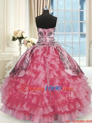 Exceptional Sweetheart Sleeveless Organza 15 Quinceanera Dress Beading and Ruffles Lace Up