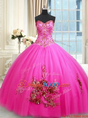 Tulle Sleeveless Floor Length Quinceanera Dress and Embroidery