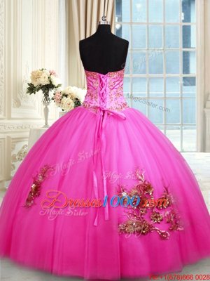 Tulle Sleeveless Floor Length Quinceanera Dress and Embroidery