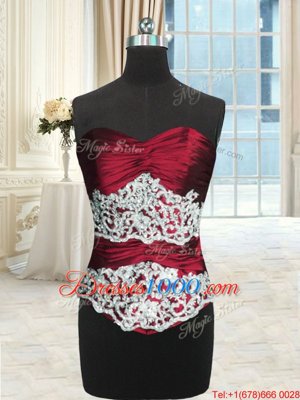 Red Zipper Sweetheart Beading and Lace and Ruching and Pick Ups Sweet 16 Quinceanera Dress Taffeta and Tulle Long Sleeves