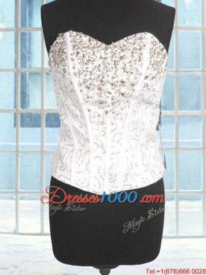 Custom Designed Floor Length White 15th Birthday Dress Sweetheart Sleeveless Lace Up