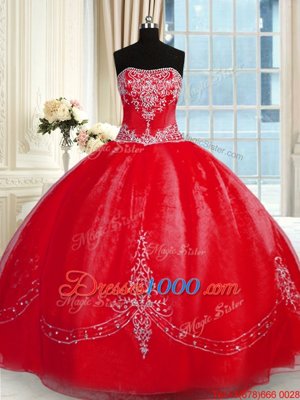 Fancy Sleeveless Lace Up Floor Length Beading and Embroidery Quince Ball Gowns