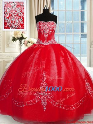 Fancy Sleeveless Lace Up Floor Length Beading and Embroidery Quince Ball Gowns