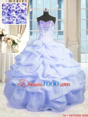 Hot Selling Light Blue Sleeveless Floor Length Beading and Ruffles Lace Up Quinceanera Dresses