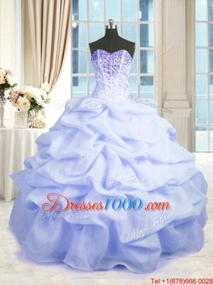 Hot Selling Light Blue Sleeveless Floor Length Beading and Ruffles Lace Up Quinceanera Dresses
