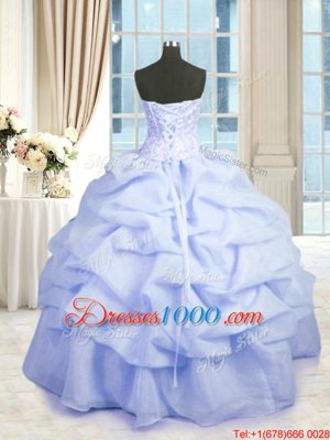 Hot Selling Light Blue Sleeveless Floor Length Beading and Ruffles Lace Up Quinceanera Dresses