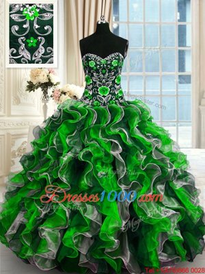 Top Selling Multi-color Sweetheart Lace Up Beading and Ruffles Quinceanera Gown Sleeveless