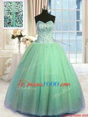 Inexpensive Turquoise Lace Up Quinceanera Gowns Beading and Ruching Sleeveless Floor Length