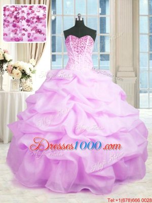 Exceptional Lilac 15 Quinceanera Dress Military Ball and Sweet 16 and Quinceanera and For with Beading and Ruffles Sweetheart Sleeveless Lace Up