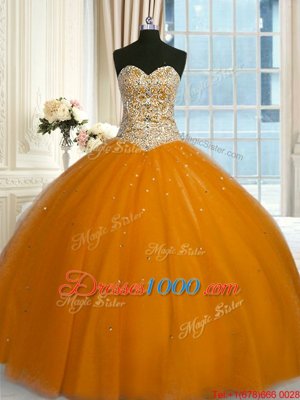 Rust Red Lace Up Sweet 16 Dresses Beading and Sequins Sleeveless Floor Length