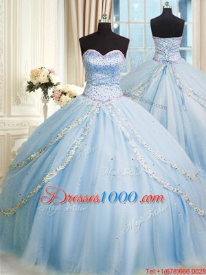 Lovely Organza Sleeveless With Train Ball Gown Prom Dress Court Train and Beading and Appliques