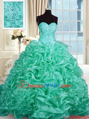 Sweetheart Sleeveless Lace Up Ball Gown Prom Dress Light Blue Organza
