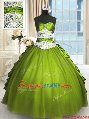 Ball Gowns Quinceanera Dress Olive Green Sweetheart Taffeta and Tulle Sleeveless Floor Length Lace Up