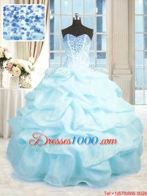 Organza Sleeveless Floor Length Quinceanera Dress and Beading and Ruffles and Sequins
