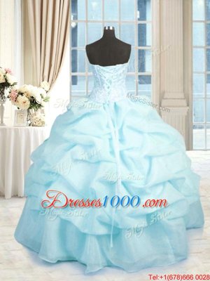 Organza Sleeveless Floor Length Quinceanera Dress and Beading and Ruffles and Sequins