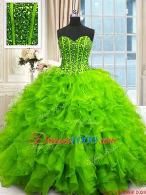Free and Easy Sequins Floor Length Ball Gowns Sleeveless Sweet 16 Dresses Lace Up