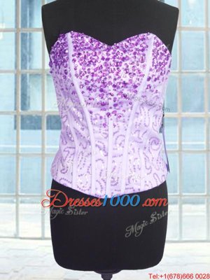 Fantastic Lavender Ball Gowns Sweetheart Sleeveless Organza Floor Length Lace Up Beading and Ruffles 15 Quinceanera Dress
