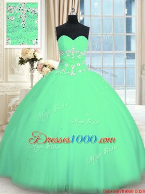 Turquoise Sweetheart Lace Up Appliques Quince Ball Gowns Sleeveless