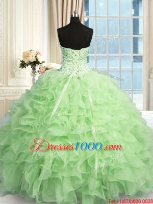 Fantastic Sleeveless Beading and Ruffles Floor Length Quinceanera Gowns