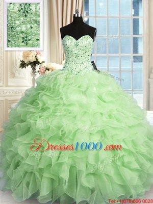 Fantastic Sleeveless Beading and Ruffles Floor Length Quinceanera Gowns