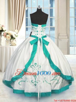 Admirable White Strapless Neckline Beading and Embroidery Sweet 16 Dress Sleeveless Lace Up