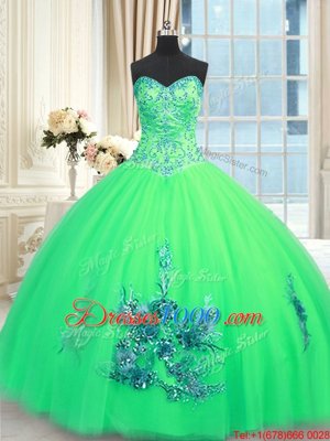 Floor Length Ball Gowns Sleeveless Turquoise Quince Ball Gowns Lace Up