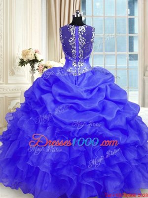 Sophisticated Purple Straps Neckline Beading and Ruffles Vestidos de Quinceanera Sleeveless Zipper