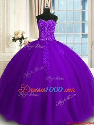 Most Popular Sleeveless Lace Up Floor Length Appliques Vestidos de Quinceanera