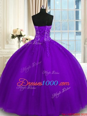 Most Popular Sleeveless Lace Up Floor Length Appliques Vestidos de Quinceanera