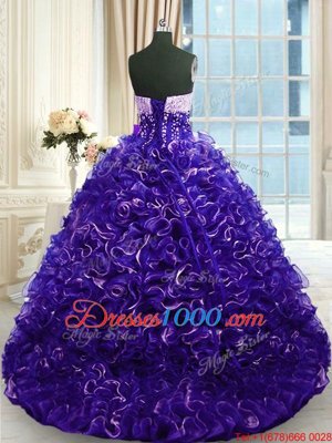 Ball Gowns Sweet 16 Quinceanera Dress Purple Sweetheart Organza Sleeveless Floor Length Lace Up