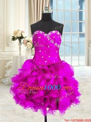 Four Piece Organza Sleeveless Floor Length Quinceanera Dresses and Beading and Ruffles and Ruching