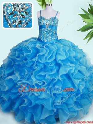 Nice Organza Sleeveless Floor Length Vestidos de Quinceanera and Beading and Ruffles