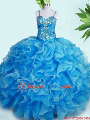 Nice Organza Sleeveless Floor Length Vestidos de Quinceanera and Beading and Ruffles