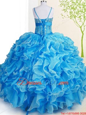 Nice Organza Sleeveless Floor Length Vestidos de Quinceanera and Beading and Ruffles