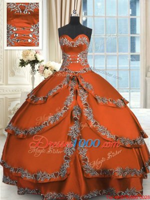 Taffeta Sleeveless Floor Length Quinceanera Dress and Beading and Embroidery and Ruffled Layers