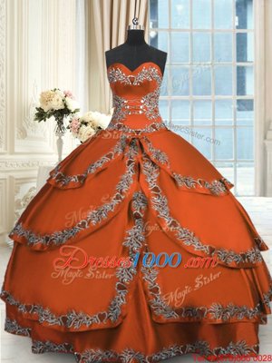 Taffeta Sleeveless Floor Length Quinceanera Dress and Beading and Embroidery and Ruffled Layers