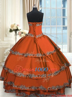 Taffeta Sleeveless Floor Length Quinceanera Dress and Beading and Embroidery and Ruffled Layers