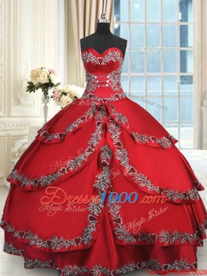 Admirable Wine Red Sleeveless Beading and Embroidery and Ruffled Layers Floor Length Ball Gown Prom Dress