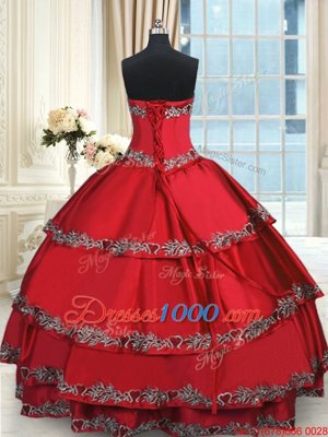 Admirable Wine Red Sleeveless Beading and Embroidery and Ruffled Layers Floor Length Ball Gown Prom Dress