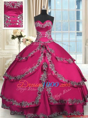 Sleeveless Floor Length Beading and Embroidery and Ruffled Layers Lace Up Sweet 16 Quinceanera Dress with Wine Red