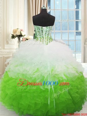 High Class Ball Gowns Quinceanera Dresses Multi-color Sweetheart Organza Sleeveless High Low Lace Up