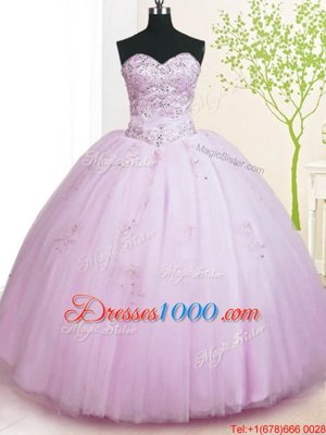 Attractive Tulle Sleeveless Floor Length Quinceanera Dress and Beading and Appliques