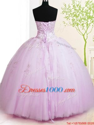 Attractive Tulle Sleeveless Floor Length Quinceanera Dress and Beading and Appliques