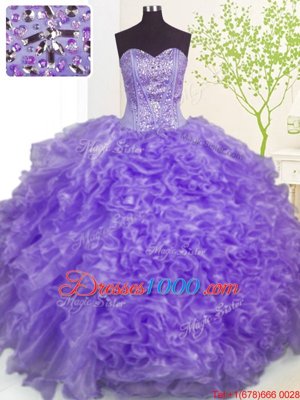 Sleeveless Beading and Ruffles and Pick Ups Lace Up Vestidos de Quinceanera