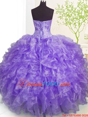 Sleeveless Beading and Ruffles and Pick Ups Lace Up Vestidos de Quinceanera