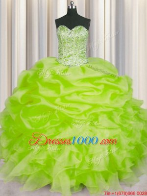 Sleeveless Lace Up Floor Length Beading and Ruffles and Pick Ups Sweet 16 Dress