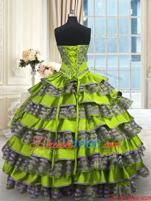 Popular Multi-color Ball Gowns Beading and Ruching Vestidos de Quinceanera Lace Up Tulle Sleeveless Floor Length