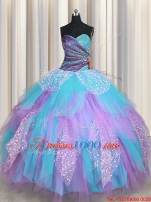 Floor Length Multi-color Quinceanera Dresses Sweetheart Sleeveless Lace Up