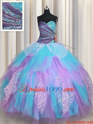 Floor Length Multi-color Quinceanera Dresses Sweetheart Sleeveless Lace Up