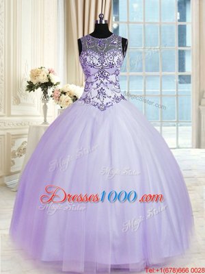 Colorful Scoop Sleeveless Beading Lace Up Quinceanera Dresses